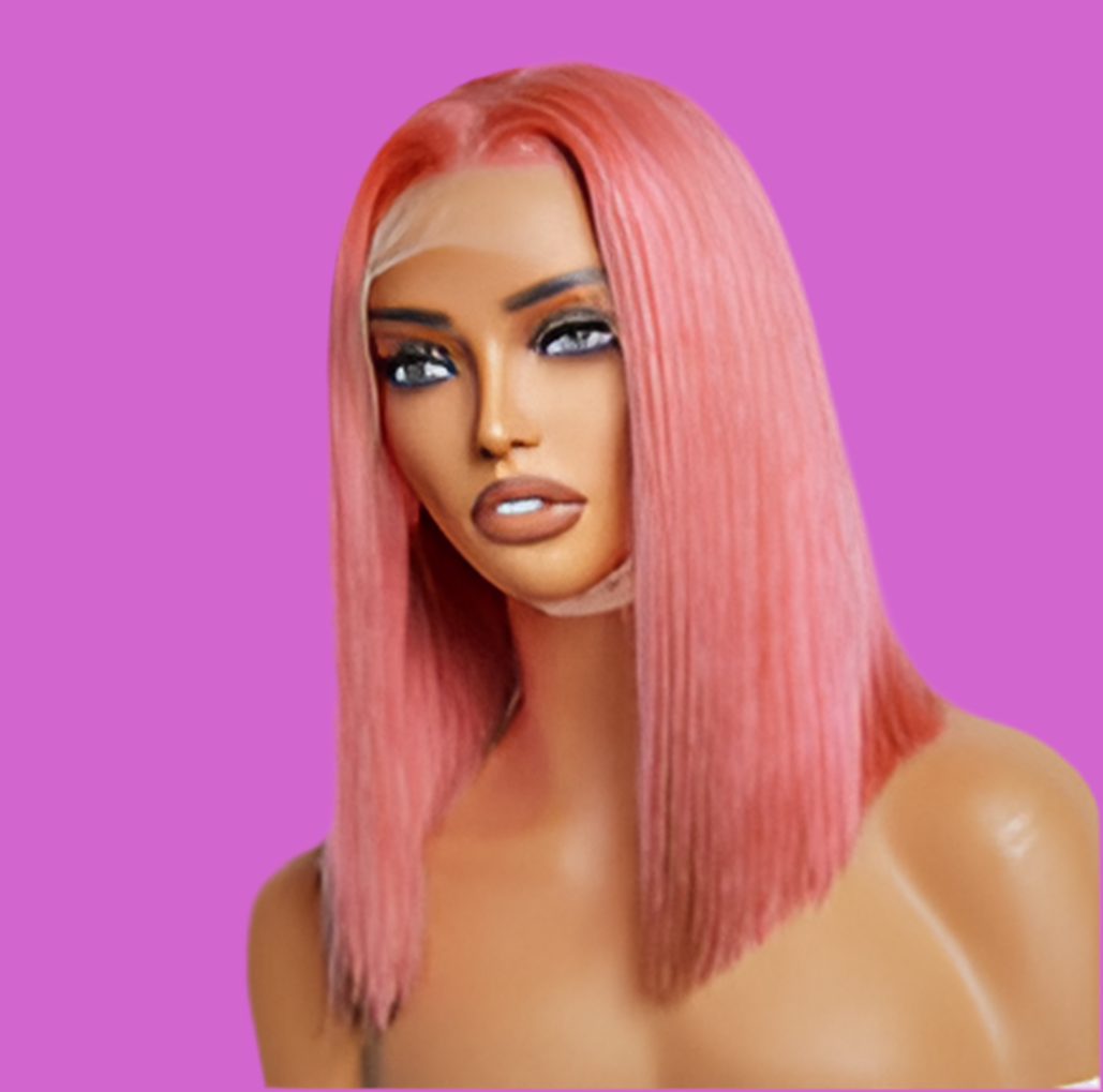 12” Pre-Plucked 13”x4” #Pink BOB